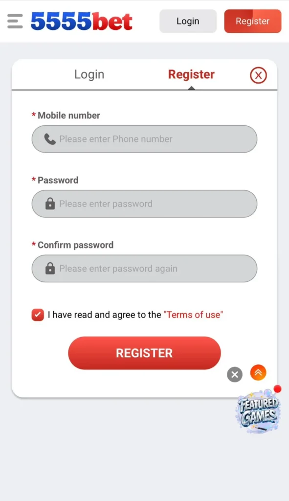 5555bet register